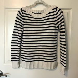 Navy Blue & White Knitted Top
